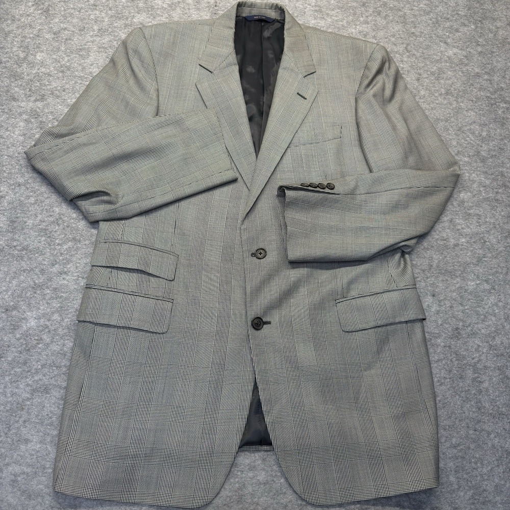 Brooks Brothers 1818 Madison 42L Gray Plaid Wool Blazer Vitale Barberis Italy